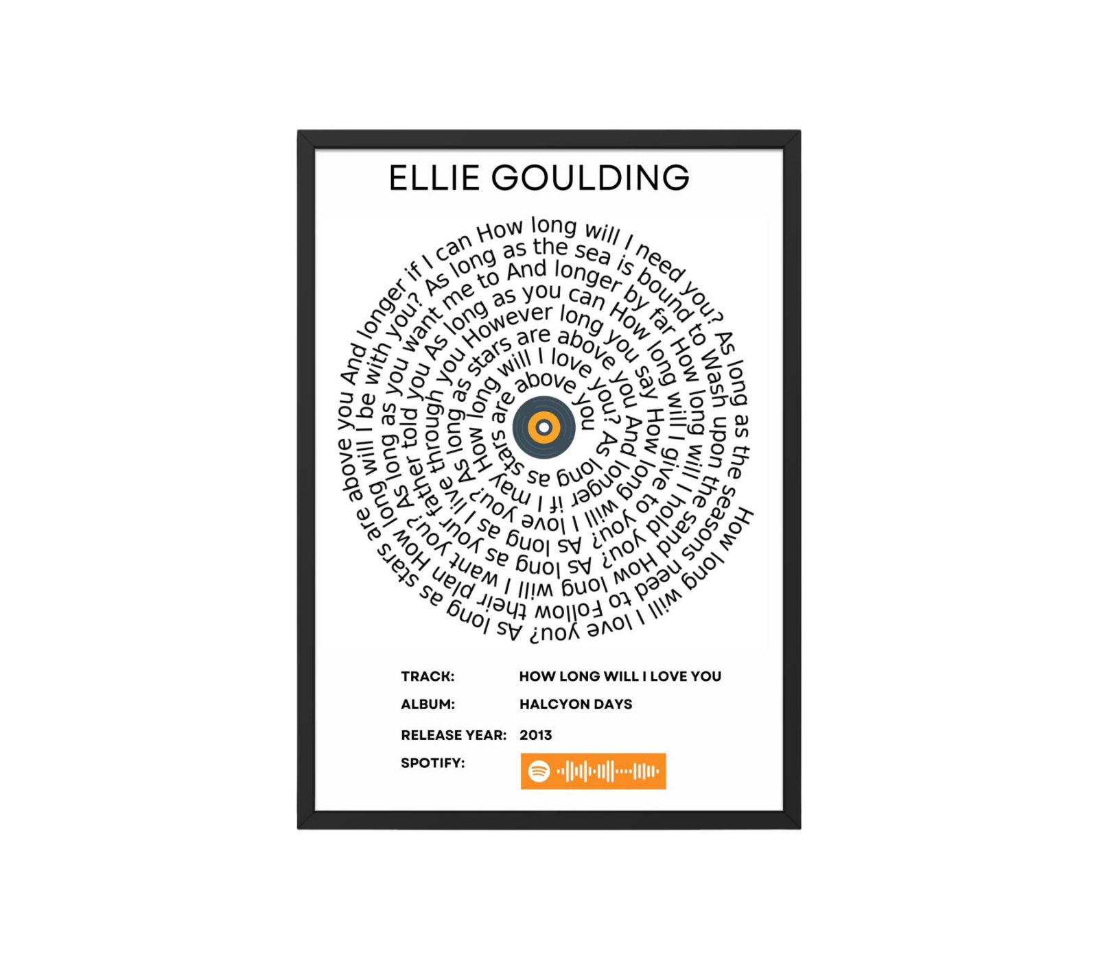 Portrait Framed Art Print Ellie Goulding - How Long Will I Love You